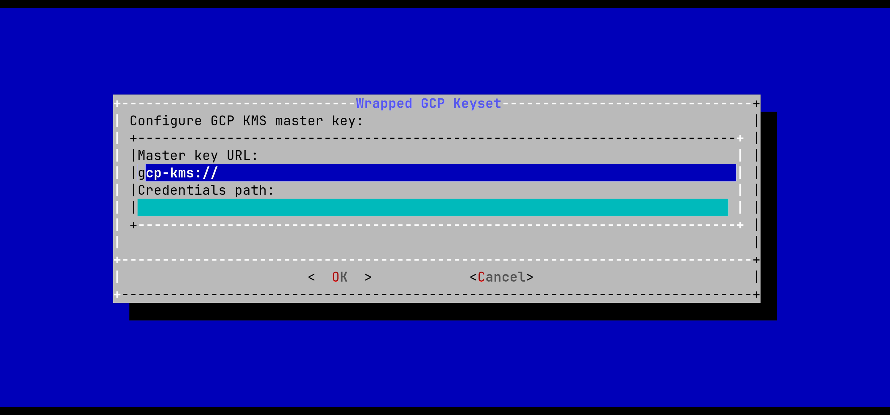 GCP Config Menu