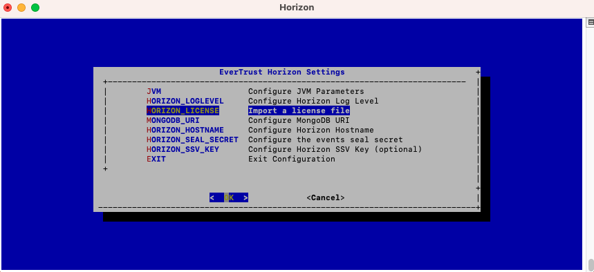 Horizon License Configuration 1