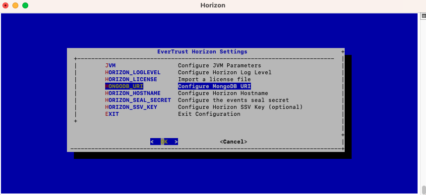 Horizon MongoDB configuration 1