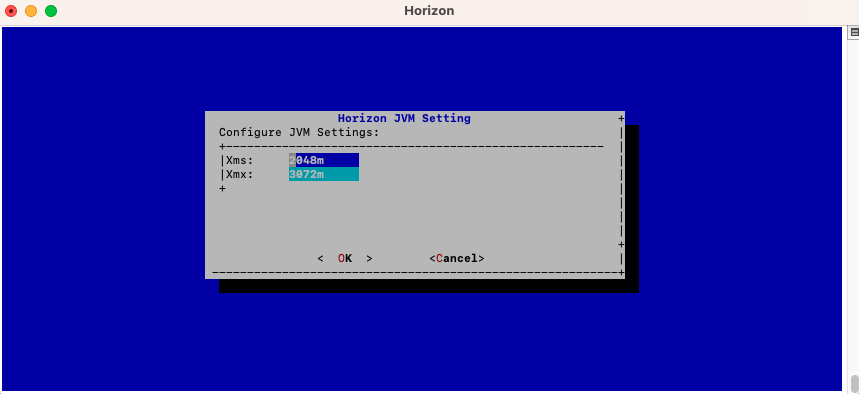 Horizon Configuration Menu