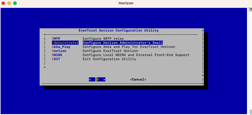 Horizon Admin Config Menu