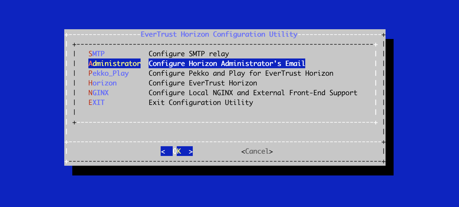 Horizon Admin Config Menu