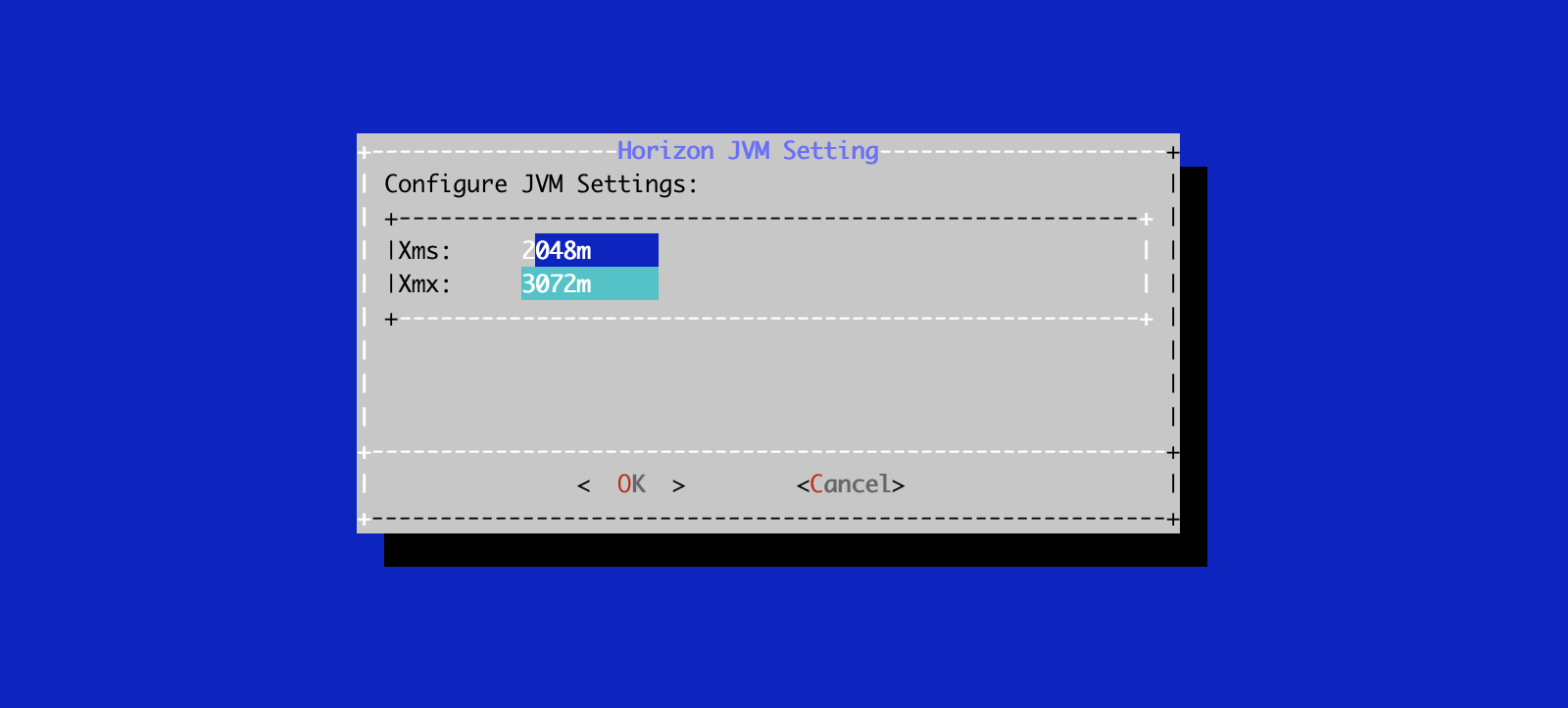 Horizon Configuration Menu