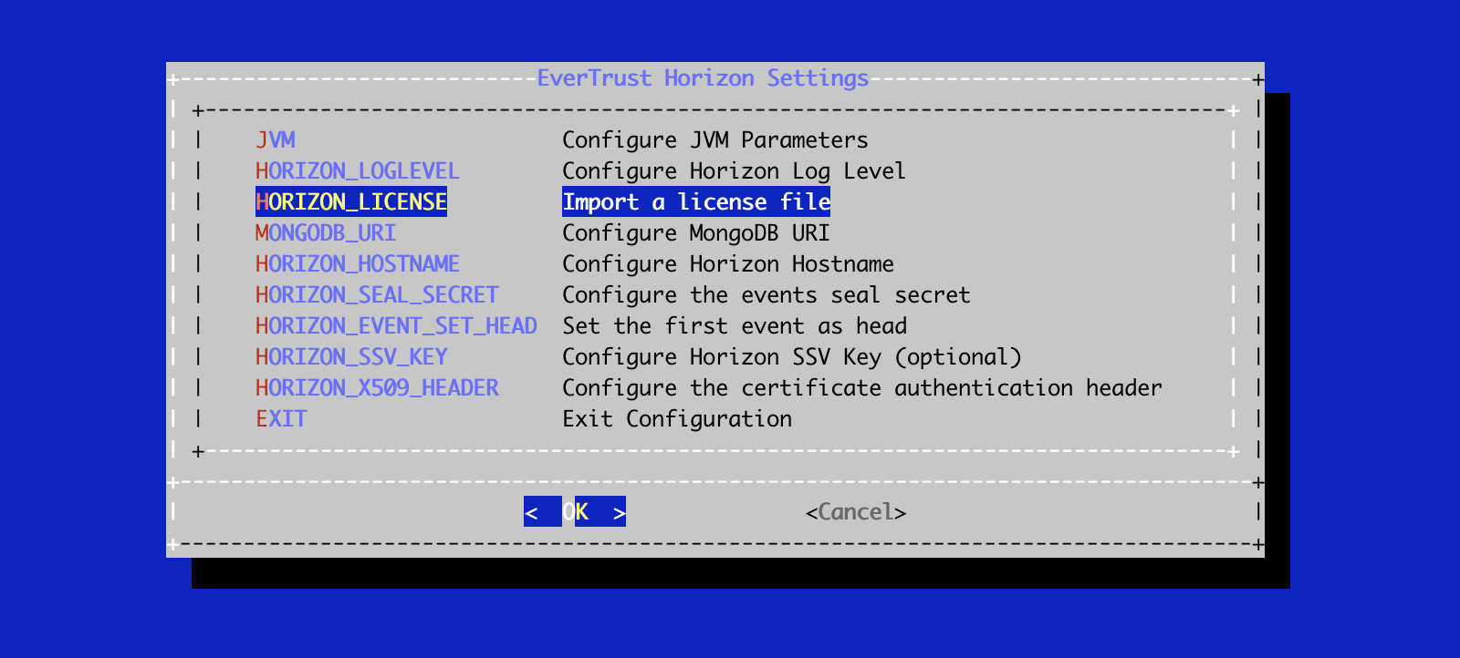 Horizon License Configuration 1