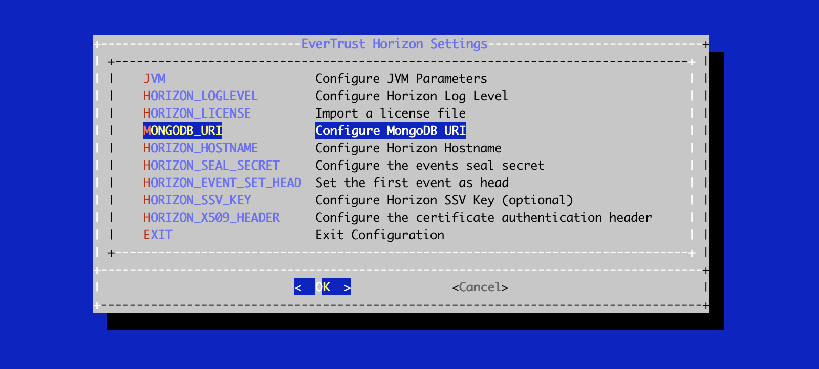 Horizon MongoDB configuration 1