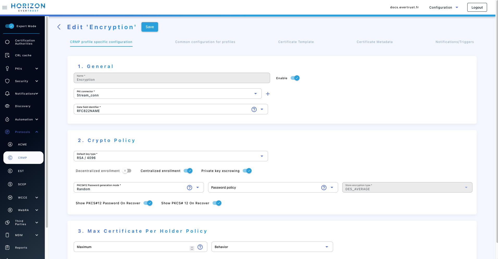 Encryption CRMP Profile