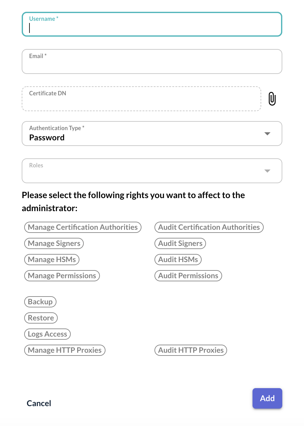 Adding an Administrator Manually