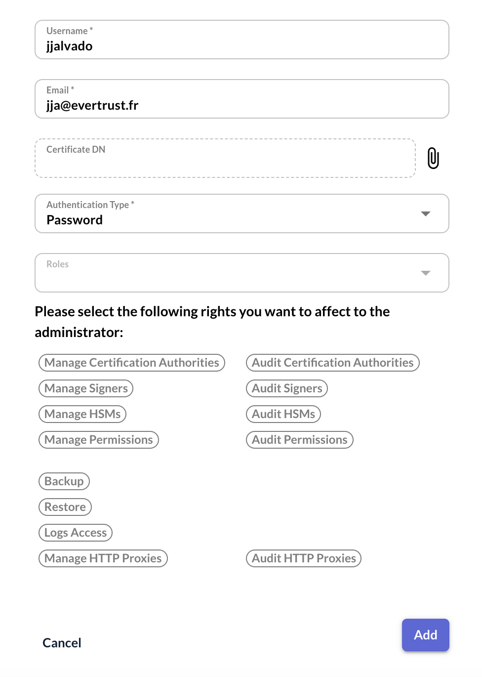 Creating an Administrator Manually