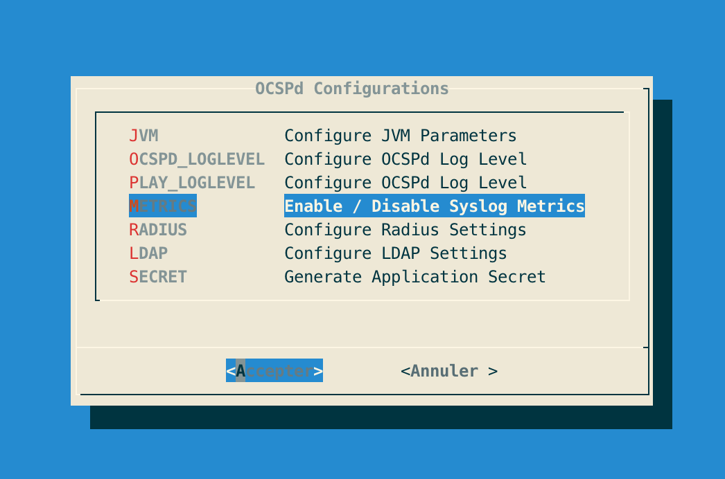 OCSPd Config Menu