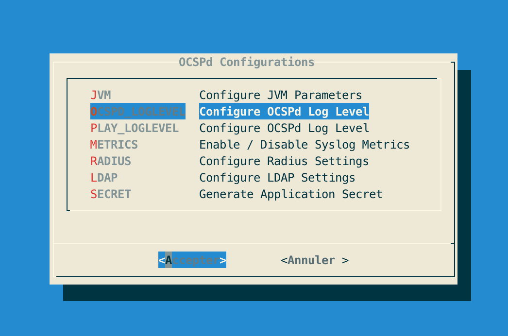 OCSPd Config Menu