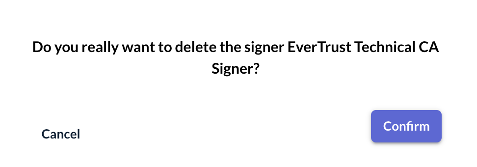 Delete Signer confirmation