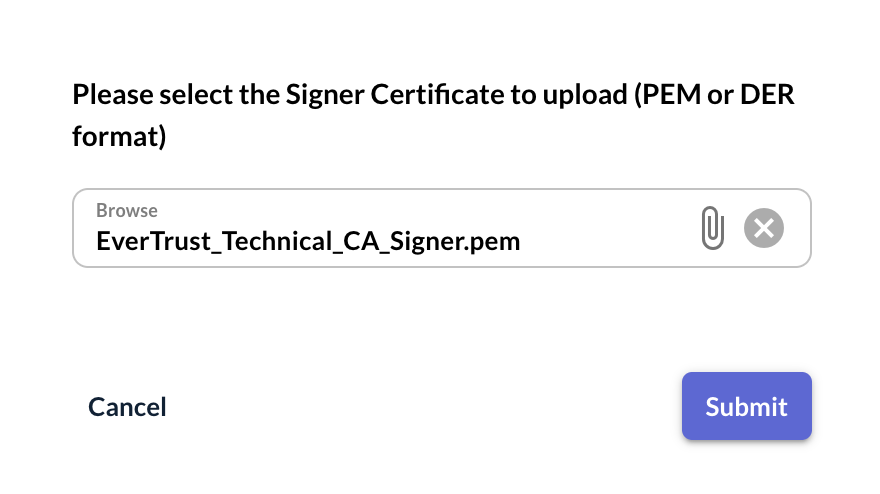 Submit Signer Certificate