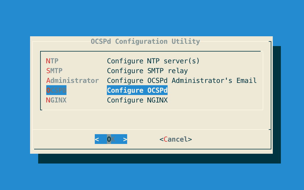 OCSPd Config Menu