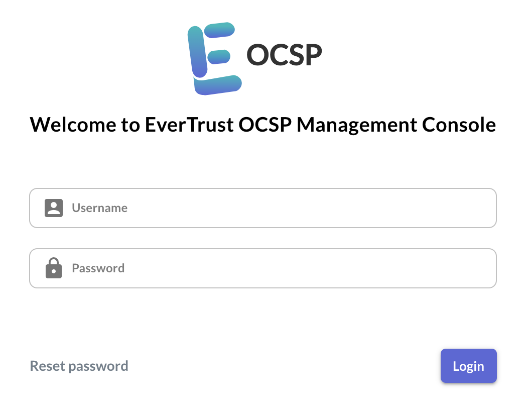 OCSPd Management Login Screen