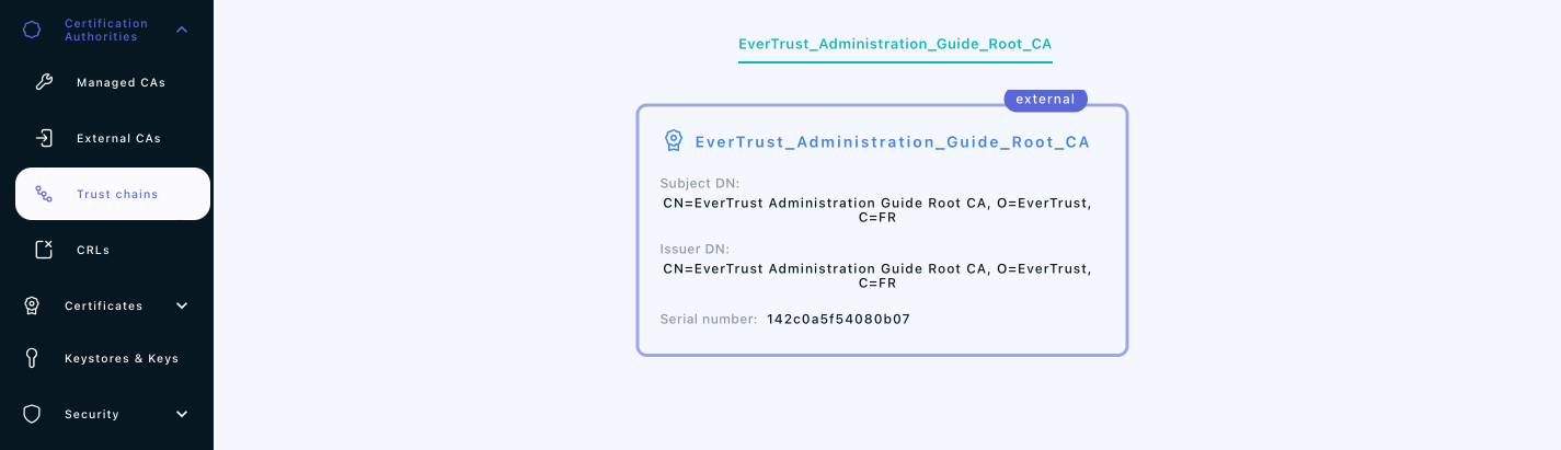Stream Trust Chain Menu
