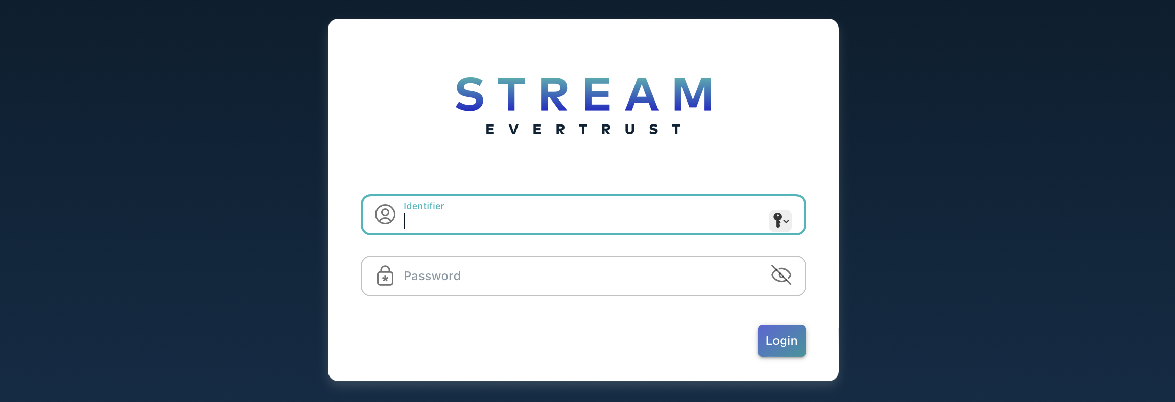 Stream Configuration Login Screen