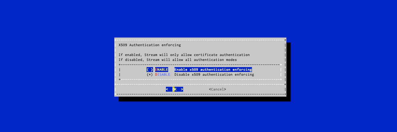 X509 Enforcing Config Menu