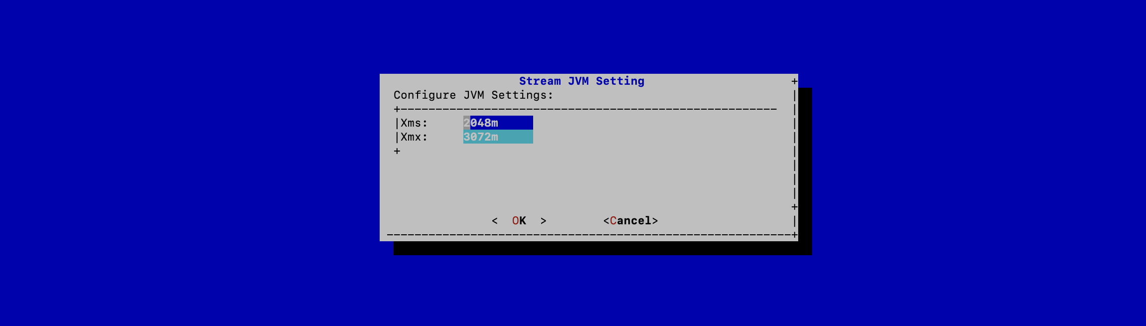 Stream Configuration Menu