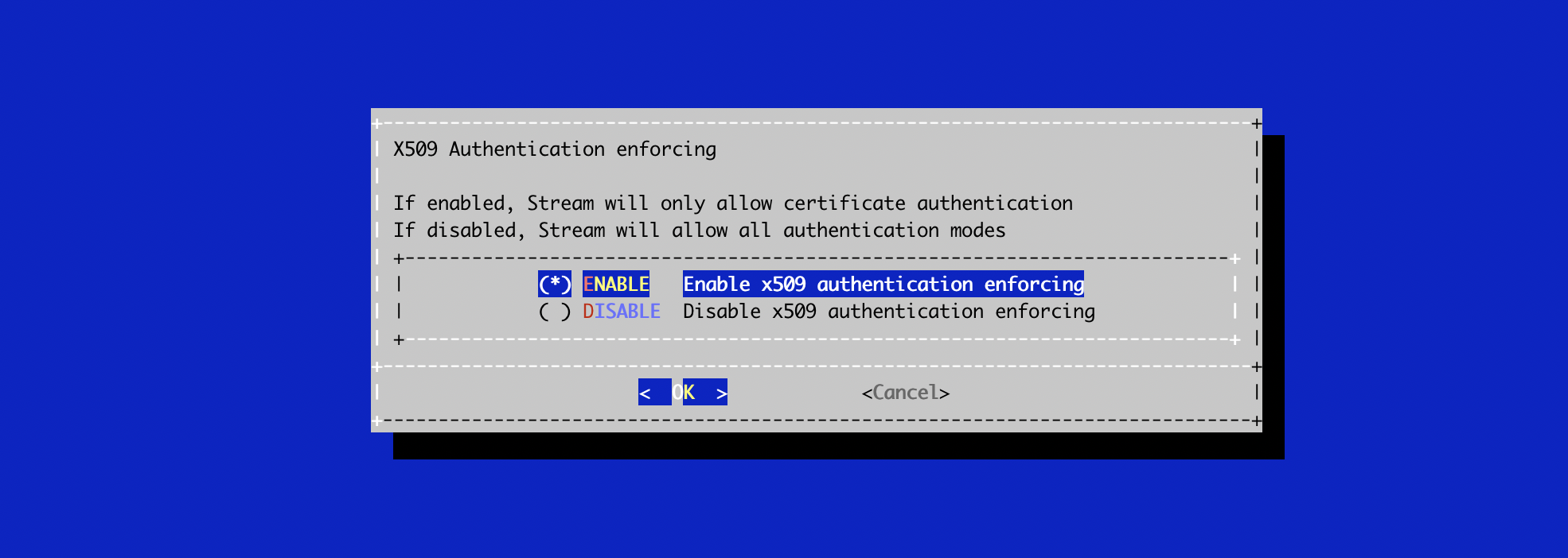 X509 Enforcing Config Menu