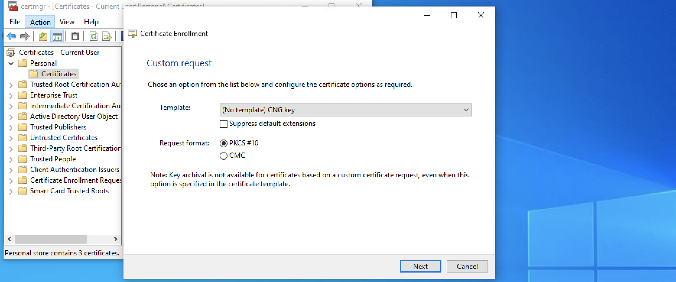 Generate CSR 2nd Step