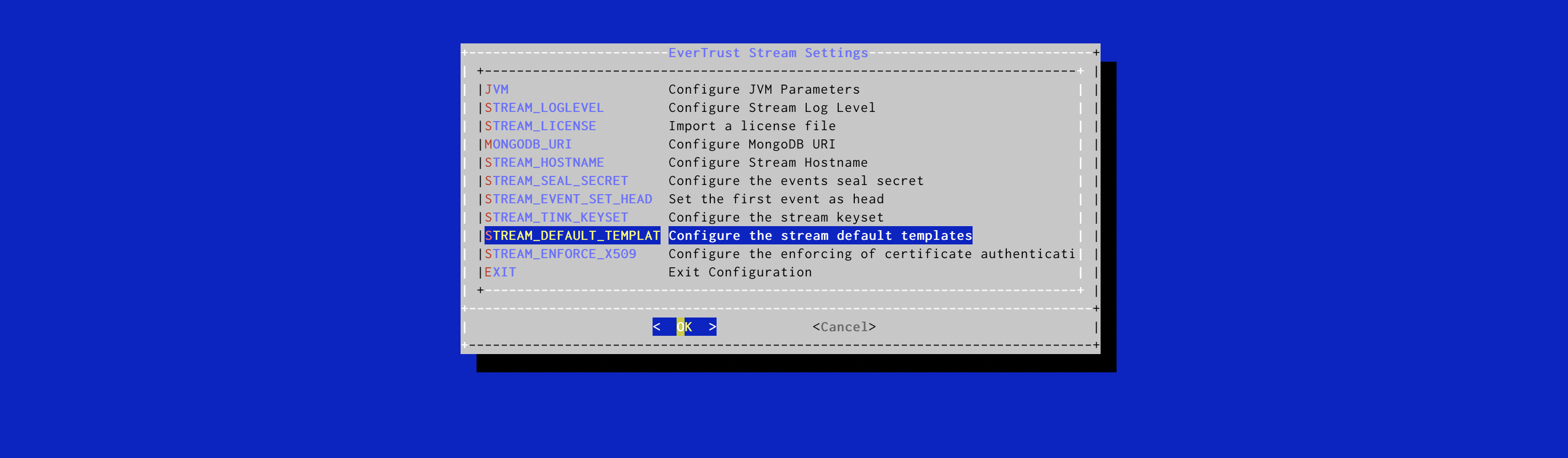Stream template Menu