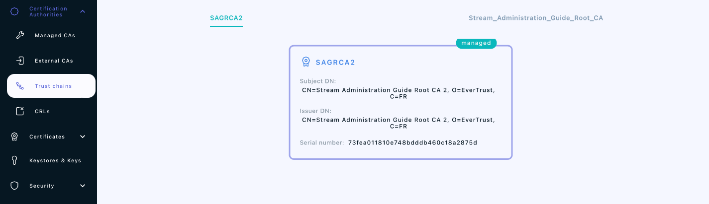 Stream Trust Chain Menu