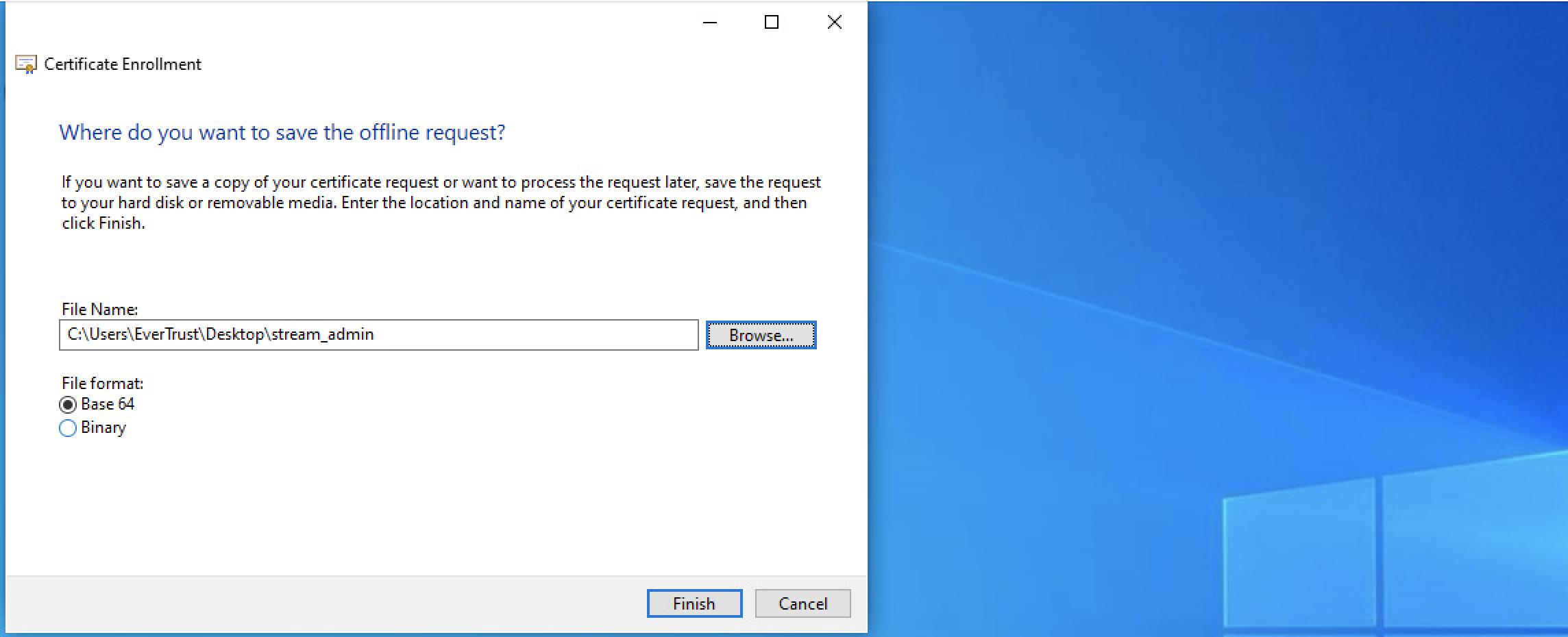Generate CSR last Step