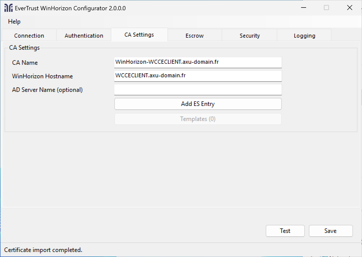 ca settings tab
