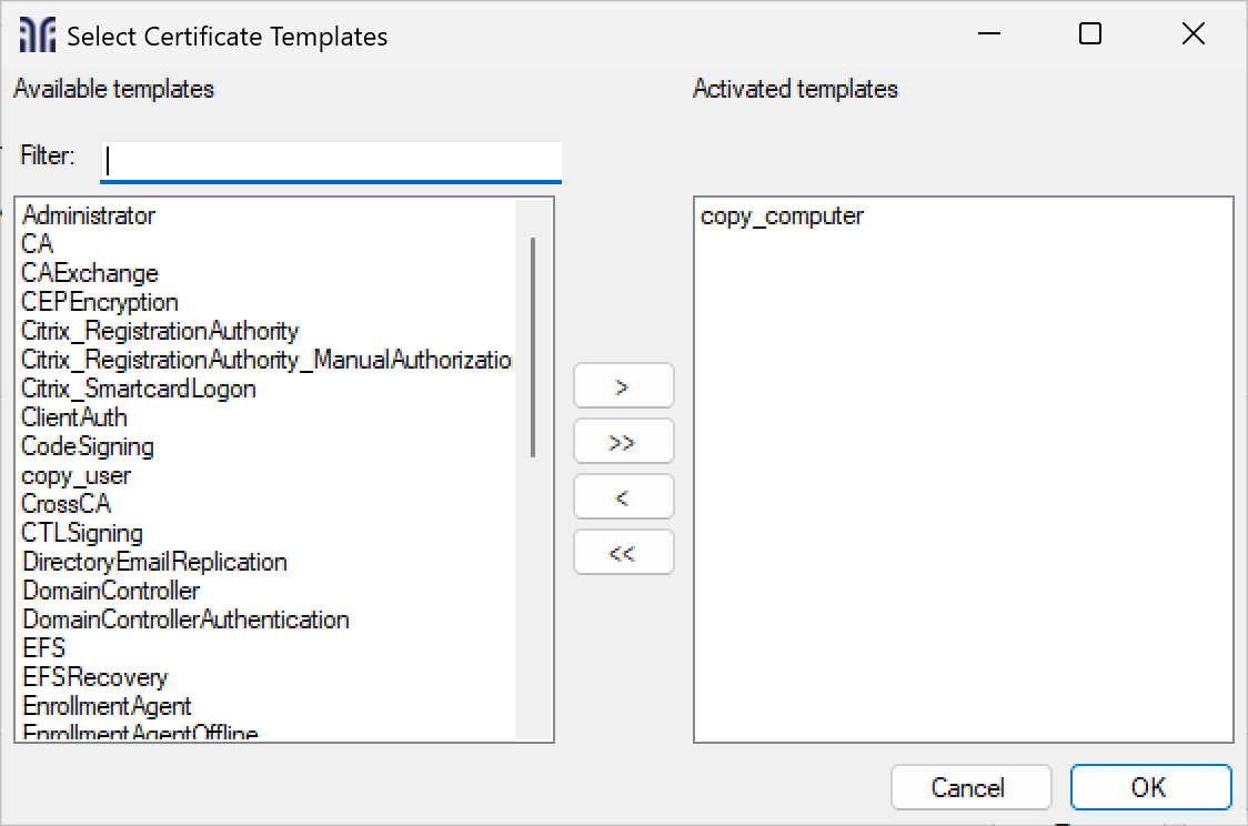 chose templates
